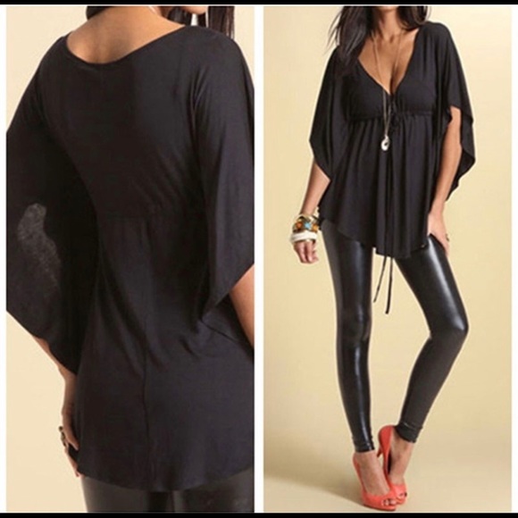 V-NECK BLOUSE BLACK LOOSE LOOK - Picture 6 of 8